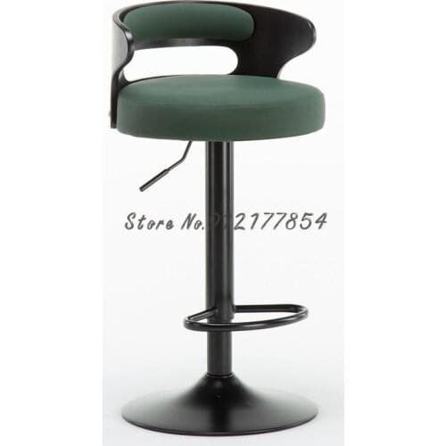 European Style Bar Chair Lift Rotating Light Luxury Bar Chair Wrought Iron American High Back Chair Home Simple