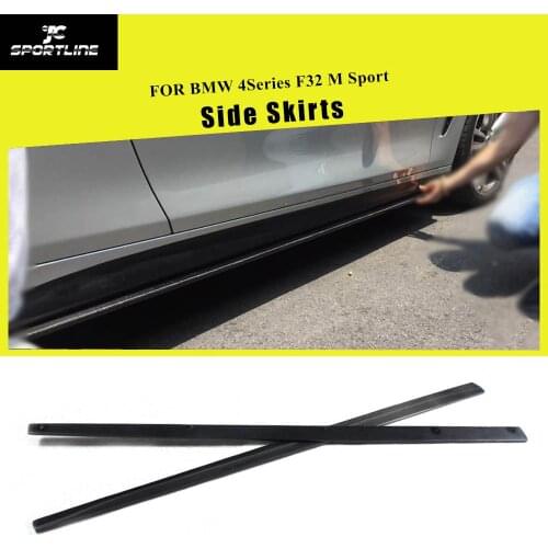 Side Skirts Extension Lip Apron for BMW 4Series F32 M Sport Sedan Coupe Convertible 2014 - 2017 Carbon Fiber
