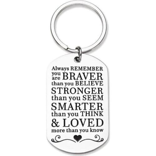 Graduation Keychain Gifts for Son Daughter Girls Boys Motivational Key Chain Always Remember You Are Braver Back To School Gift