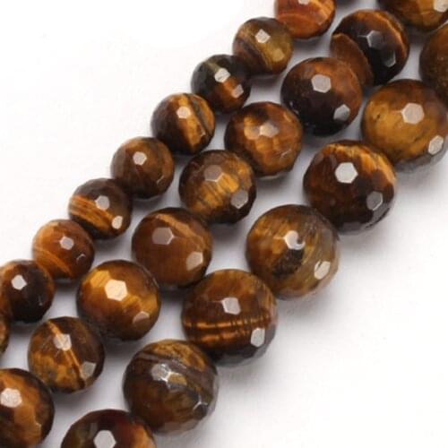 Natural Round Faceted Tiger Eye Beads For Jewelry Making 8-12mm 15inches DIY Jewellery FreeShipping Wholesale Gem-inside
