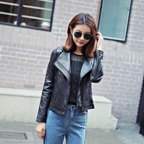Factory 2020 New Women Blacke Genuine Leather Jacket Fashion Spring Laper Sheepskin Jackets Cheap Sale M-XXL