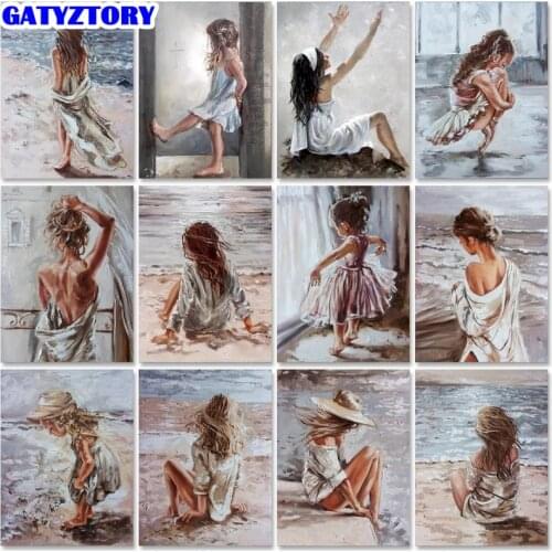 Gatyztory Frame Girl Diy Painting By Numbers Kit Acrylic Canvas Paint By Numbers Handpainted Oil Painting For Home Decoration