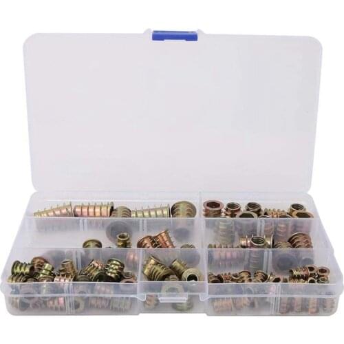 JFBL Hot 100Pcs Insert Embedment Nuts Assortment Kit Internal Thread Nuts Thread Insert Nuts for Wooden Furniture,Home Decoratio
