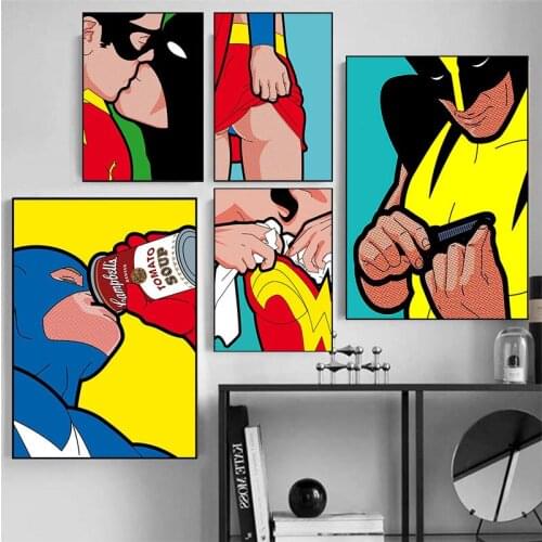 Canvas Painting Marvel Funny Avengers Iron Man Captain America Posters and Prints Wall Art Pictures for Living Room Decoration