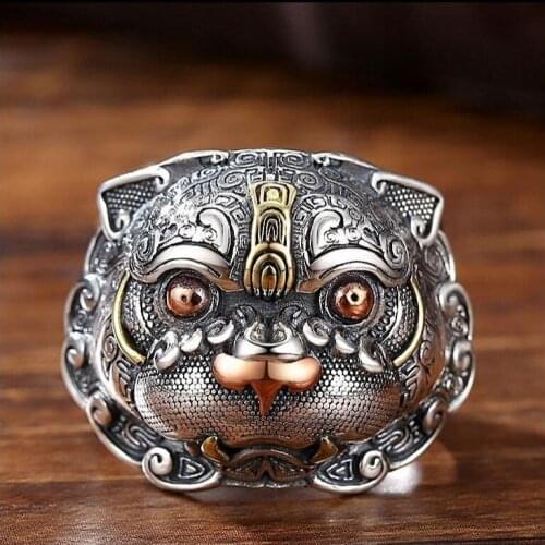 Mascot Ring Men Gothic Biker Animal Cool Jewelry Gift Vintage Metal Mascot Finger Ring Punk Style Daily Wear Ring Accessories
