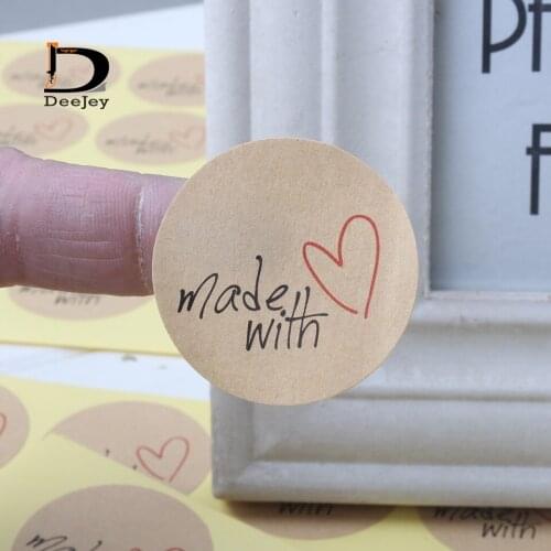 Stock kraft paper sealing sticker 38mm 1.5inch round made with love sticker gift packaging brown stickers 300pcs lot