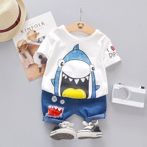 Summer Baby Sets 2pcs Lovely Cartoon Short Sleeve T-shirt+Shorts Pants 2020 New Fashion Suits Toddler Boys Clothes Outfit