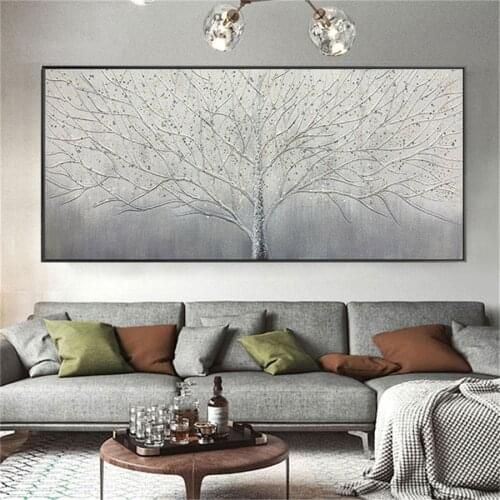 Mintura Art Large Size Hand Painted Trees Landscape Oil Paintings on Canvas Modern Wall Pictures For Living Room Home Decoration