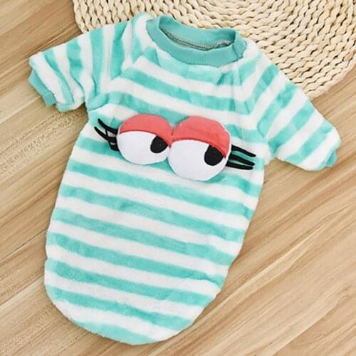 Soft Fleece Winter Dog Clothes Pet T-shirt Vest Striped Round Neck Hoodies For Small And Medium Dogs Pet Puppy Corduroy Pajamas