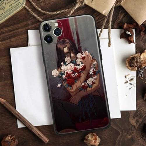 Garden Roses Eren Jaeger Anime Soft Silicone Glass Phone Case Cover Shell For IPhone SE 6 6s 7 8 Plus X XR XS 11 12 Mini Pro Max