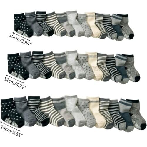 12 Pairs Baby Toddler Kid Sock Boy Girl Non Skid Anti Slip Knit Ankle Grip Sock