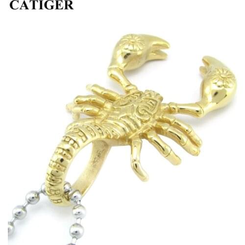 Punk Golden Plated Scorpion Pendant 316 Stainless Steel Animal Scorpions Necklace