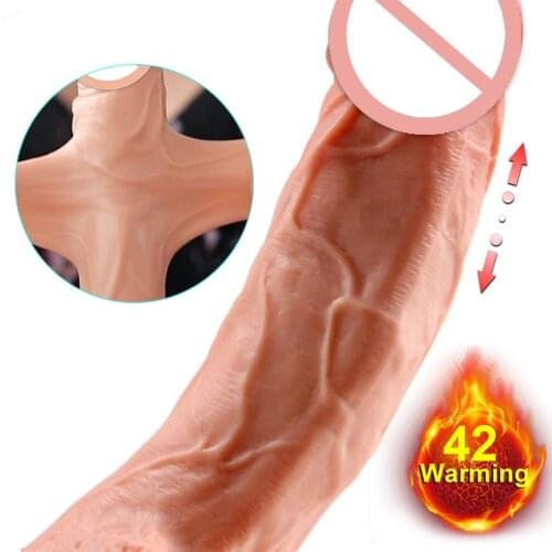 Fully Automatic Heating Telescopic Dildo Soft Real Dick Sex Product for Women Soft Dildo Vibrator Realistic Huge Penis Sex Toys