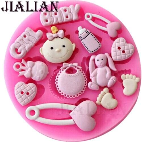 Lovely Baby Care Series Bottles foot heart Silicone Mold Fondant Molds, Sugar Craft Tools, Chocolate Moulds Cake Molds T0777