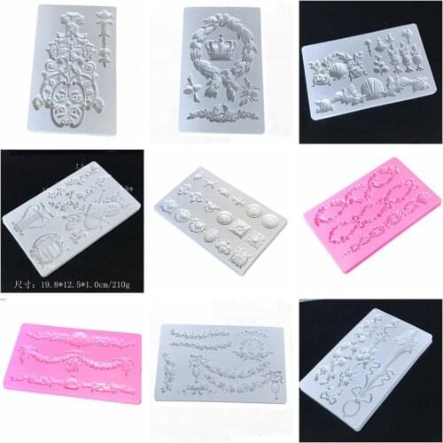 Molds for Plaster Baroque Style Relief Border Clay Mould Gem Flower Lace Decorating Tools Epoxy Resin Silicone Fondant Mold Mat