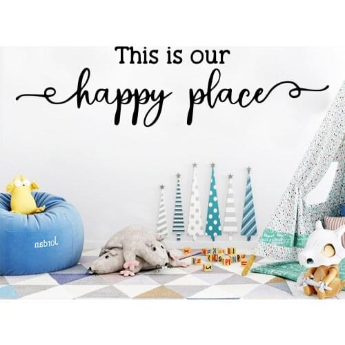 Cute Happy Place Phrase Stickers Pvc Wall Decals For Kids Room Vinyl Decal Home Decor