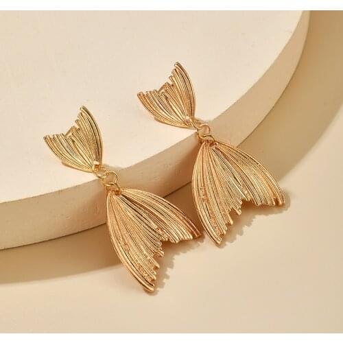 Tocona Charming Fishtail Drop Earrings Gold Color Alloy Metal Attractive Dangle Earrings for Women Bohemian Jewelry 14853