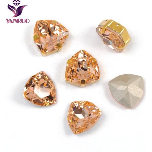 YANRUO 4706 Trilliant Light Peach DIY Diamond Sewing Wedding Dress Applique Rhinestones Sewn Stones