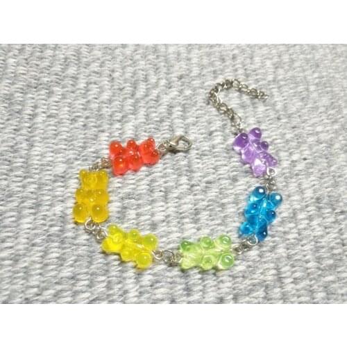 Handmade 3 D Cartoon Bear Bracelet Lovely Candy Color Animal Bangles Funny Jewelry Summer Holiday Bracelets For Women Girls