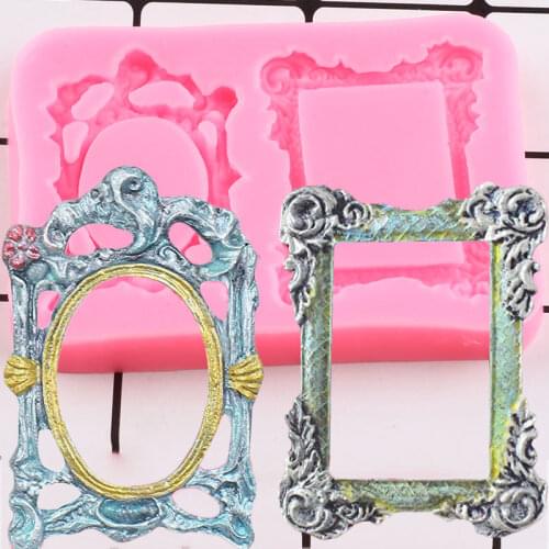 Mirror Frame Silicone Mold Cake Border Fondant Molds Wedding Cake Decorating Tools Chocolate Gumpaste Moulds Candy Clay Mould