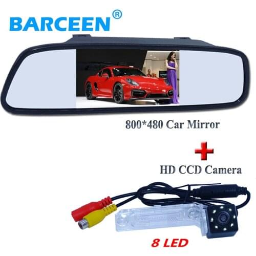 4.3" ca screen mirror black shell+8 led night visoin car reversing camera fit for Volkswagen PASSAT B5/Jetta/Touran/Caddy