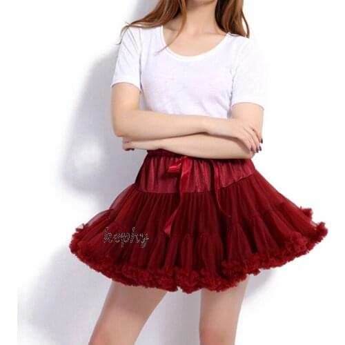 Kephy Free Shipping Womens Skirt Fluffy Chiffon Pettiskirts Tulle Skirts Girls Princess Party Skirt for Lady Adult Tutu Skirt