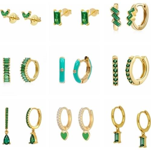 CANNER 925 Sterling Silver Earrings For Women Green Zircon Earrings Dangle Girl Earring Ear Piercing Vintage 2021 Trend