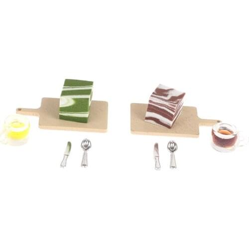 1:12 Dollhouse Miniature Tray Mousse Cake Set Craft DIY Kitchen Food Accessories Fake Miniature Decoration