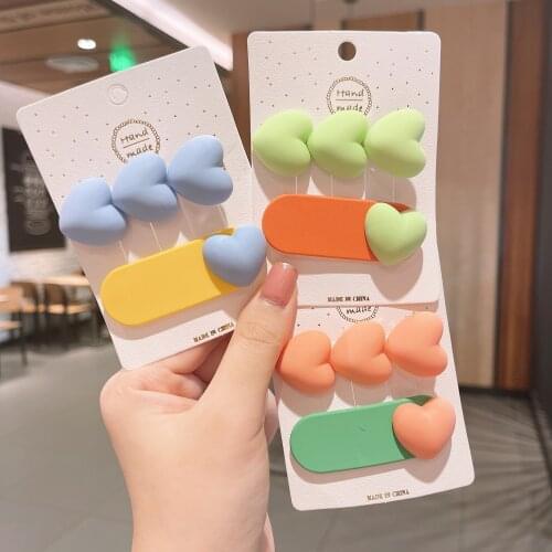 2Pcs/Set Hair Accessories For Women Candy Color The Shape Of Love Hairpin Little Fresh Cute Duckbill Clip New Plastic Hairgrips