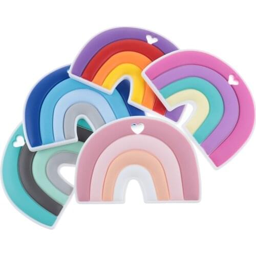20pcs Chew Silicone Teethers Rainbow Baby Teething ring Teether Food Grade Silicone Baby Goods Fidget Toys BPA Free
