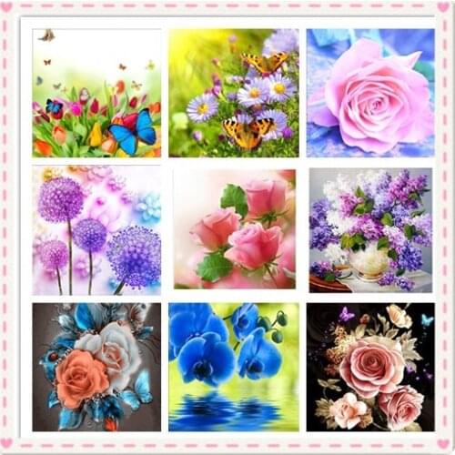 2019 new 100% full diy round/square Diamond painting flower and Butterfly Diamond Embroidery Mosaic Home Decor for gift zx