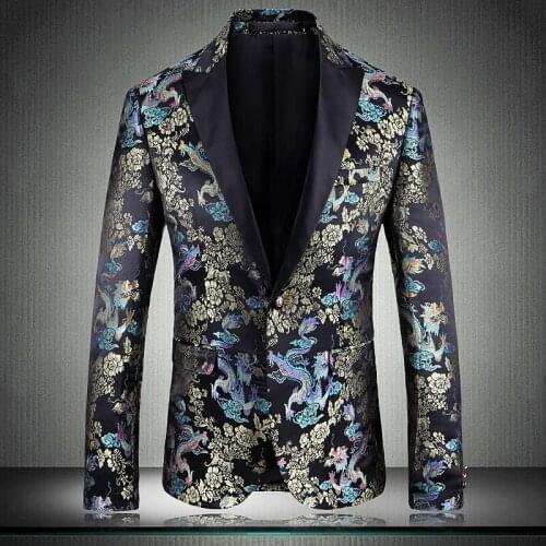 2021 Blazer Mens Luxury Jacquard Single Breasted Wedding Party Prom Blazers Men Plus Size 5xl Blazer Masculino Slim Blazer Men