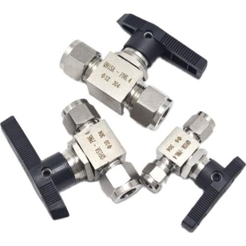 304 Stainless Steel Hydraulic Pipe Ball Valve Female For Tube-line Tube OD 3/4/6/8/10/12/14/16/18/20MM 1/8" 1/4" 3/8" 1/2" 3/4"