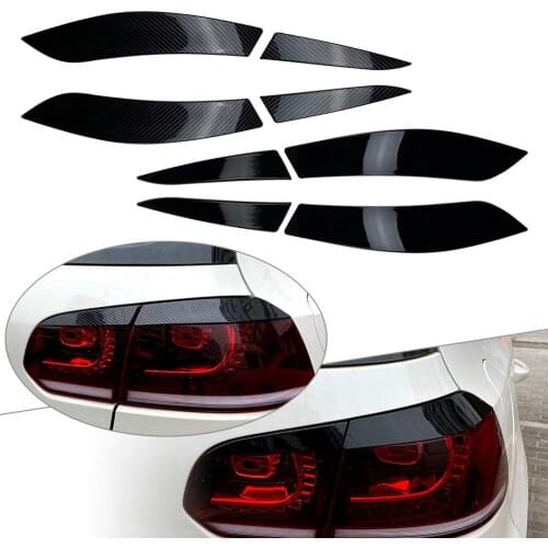 4PCS Carbon Fiber Black / Glossy Black Car Rear Tail Light Lamp Eyelid Trim Cover For VW Golf 6 2008-2013 Car Styling Mouldings