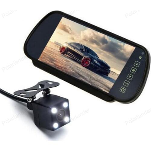 7" TFT LCD 2CH video in Car Mirror Monitor with Waterproof 4 LED Night Vision CCD Rear View Camera