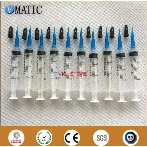 Free Shipping Non Sterilized Quality 10Pcs Plastic Syringes 5ml/cc With Dispensing Needle & Caps/Stoppers