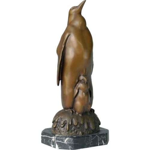 Penguin Mother and Baby Statue Bronze Animal Love Sculpture Art Wonderful Children Room Home Decoration Gift