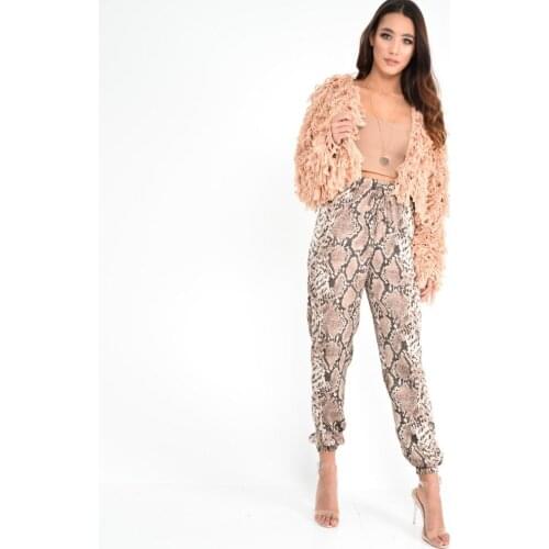 New Women Animal Pattern Trouser Casual Snake Skin Printed Harem Pants Elastic pleated female casual ankle length trousers