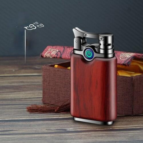 Ebony Double Arc Retro USB Rechargeable Lighter Black Rosewood Gift Cigarette Lighter Briquets Et Accessoires Fumeurs Men Gifts