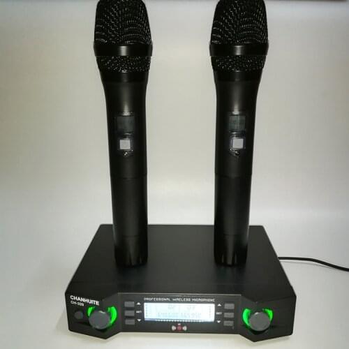 UHF dual Channels Wireless Microphone System Micro Mic Portable Microphone with Transmitter Receiver for Teaching Conference