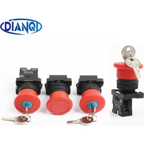 XB2-ES142 XB2-ES145 XB2-ES542 1NC/1NO1NC key reset emergency stop push button/turn-lock mushroom head 40mm push button switch