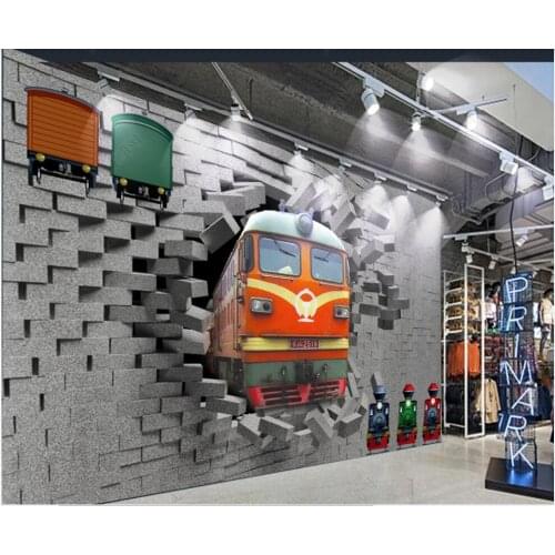 Wallpaper photo 3 d custom mural Old train tooling with broken wall home decor living room Wallpaper for walls 3d in rolls