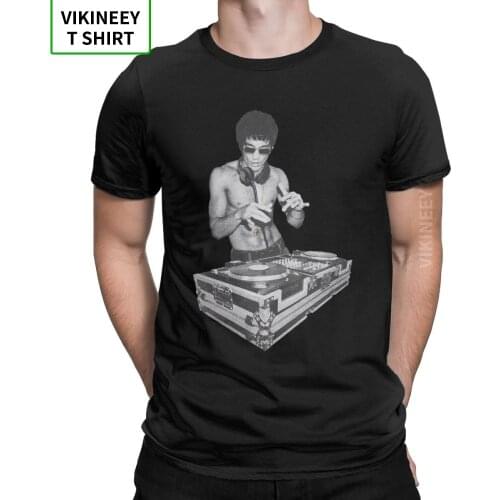 DJ Lee Bruce Lee T Shirt Mens Cotton Leisure T-Shirts Dragon Movie Kung Fu Brusli Karate China Tee Shirt Fun Top Clothes