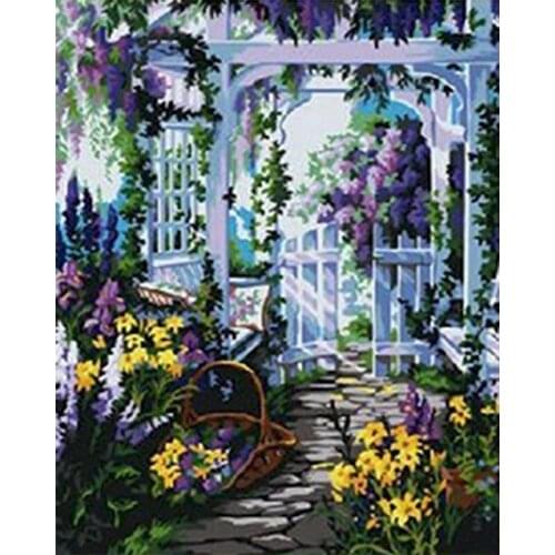 GATYZTORY 60x75cm Frame Diy Painting By Numbers Flower House Canvas Drawing Handpainted Gift Home Wall Decor Art