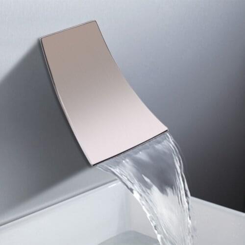 AZOS Wall Mounted Spout Brushed Nickel High Flow Waterfall Shower Spa Bath Spout Bathroom Fixtures Waterfall Spout for Basin