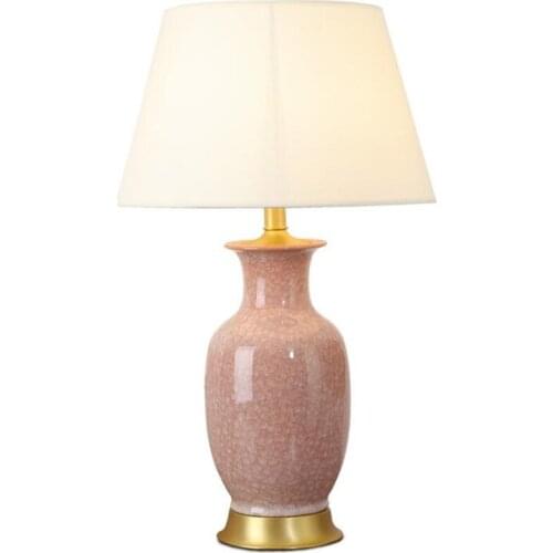 Classical Elegant Ice Cracked Ceramic Fabric E27 Table Lamp Adjustable for Living Room Bedroom Bedside Lighting H 61cm 1529