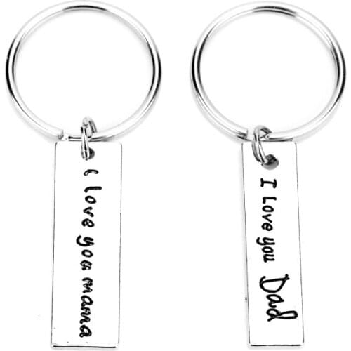 2 pcs I love you ,Mama Dad Drive Safe Key Rings Fashion Trinket Keychain Letters Keyfob Car keyholder chaveiro