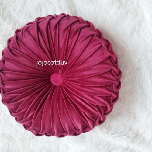 Pumpkin Round Throw Pillow, Home Decorative Velvet Cushion PILLOWS for Couch Sofa Bed Car or Carpet, Red 1pcs/2pcs/3pcs
