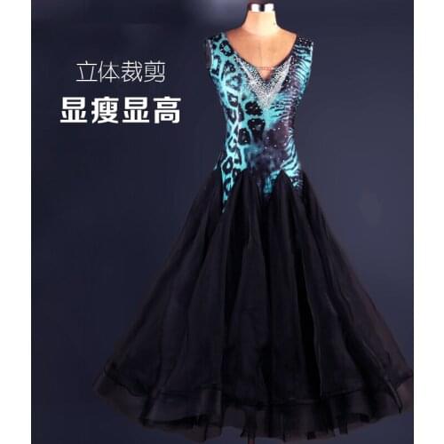 Leopard V-necked waltz dresses 2018 ballroom dress abiti ballo standard donna ballroom dance competition dresses Free shipping