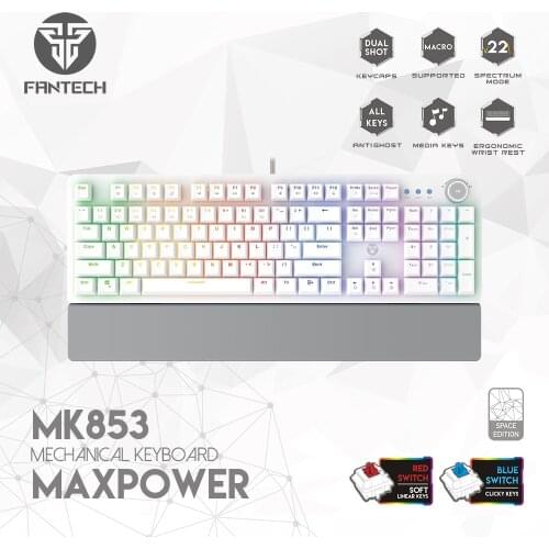 FANTECH MK853 Mechanical Keyboard Blue/Red Switch Ergonomics Backlit USB Wired Gaming Keyboard With Hand Rest For Laptop PC LOL